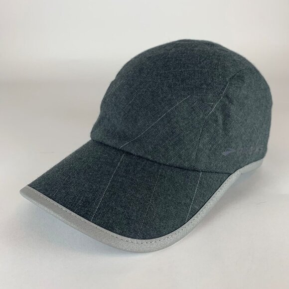 Brooks Mens Gray Striped 5 Panel Adjustable Hat New - Picture 1 of 5